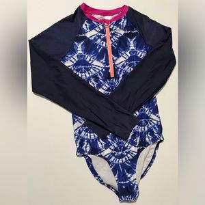 Girl’s 10/12 L Long Sleeve One Piece Swimsuit